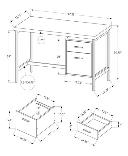 24" Gray and Black Computer Desk With Two Drawers