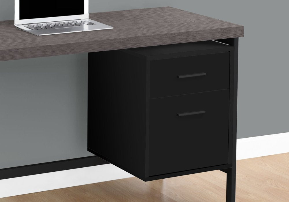 24" Gray and Black Computer Desk With Two Drawers