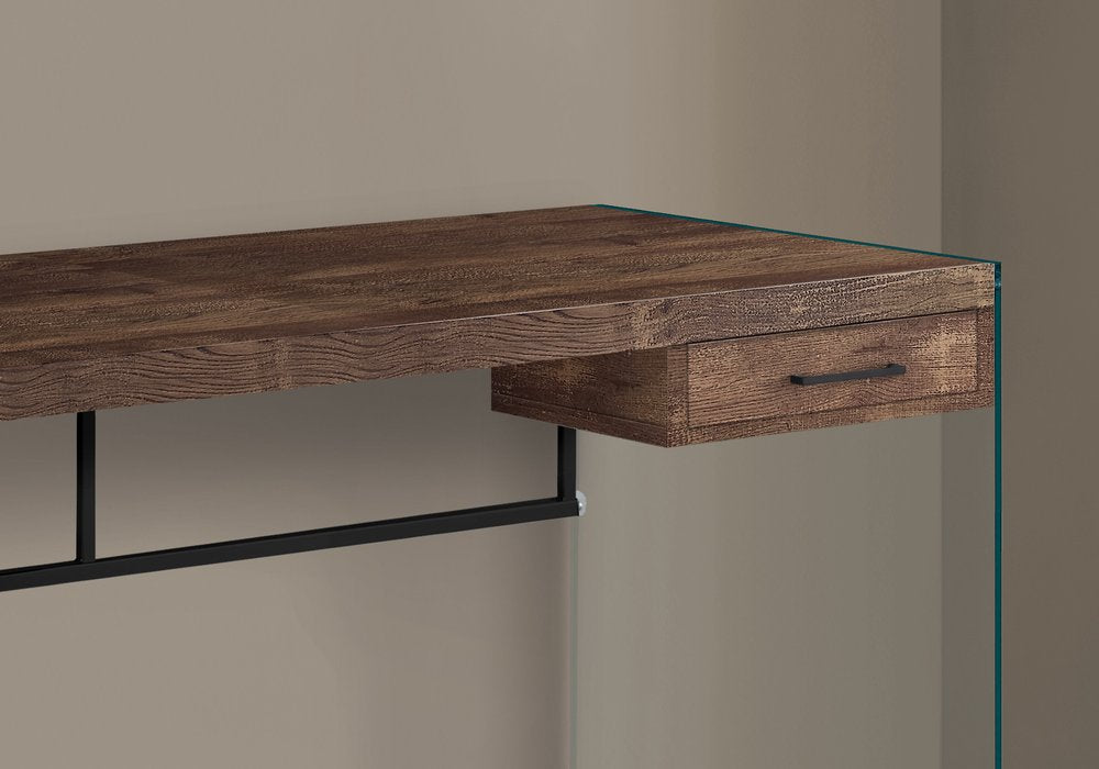 48" Brown and Clear Computer Desk
