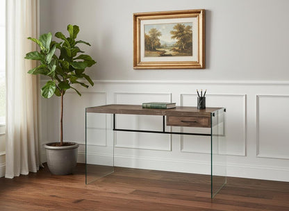 48" Brown and Clear Computer Desk