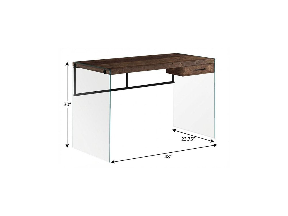48" Brown and Clear Computer Desk