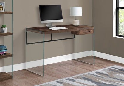 48" Brown and Clear Computer Desk