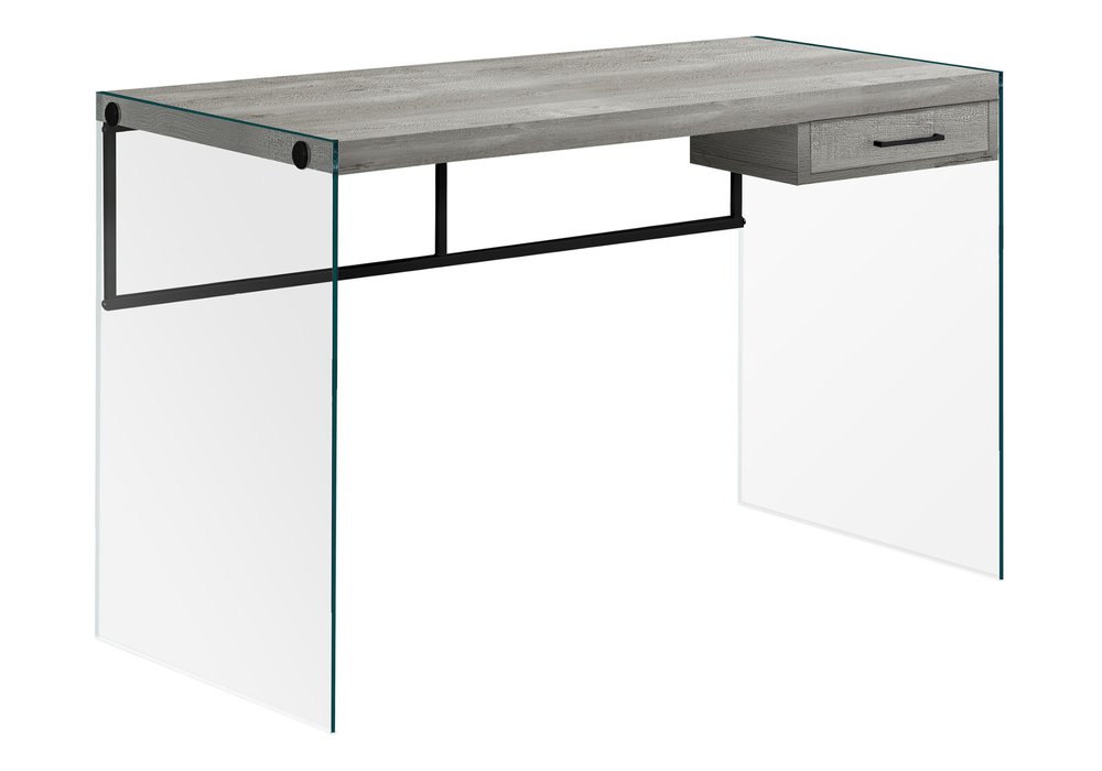 48" Gray and Clear Computer Desk