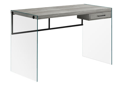 48" Gray and Clear Computer Desk