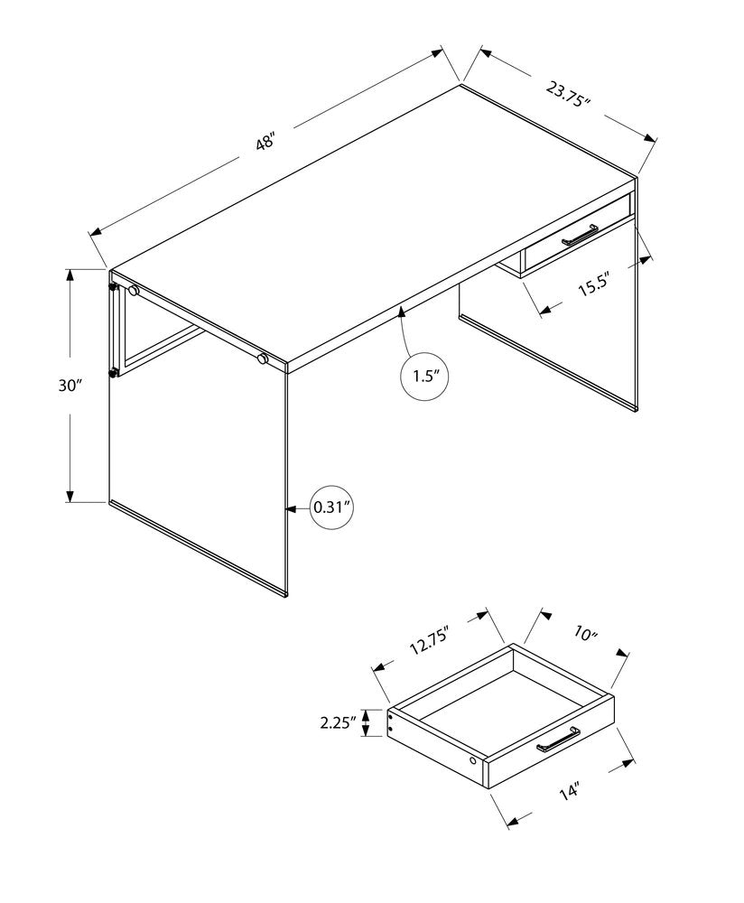 48" Gray and Clear Computer Desk