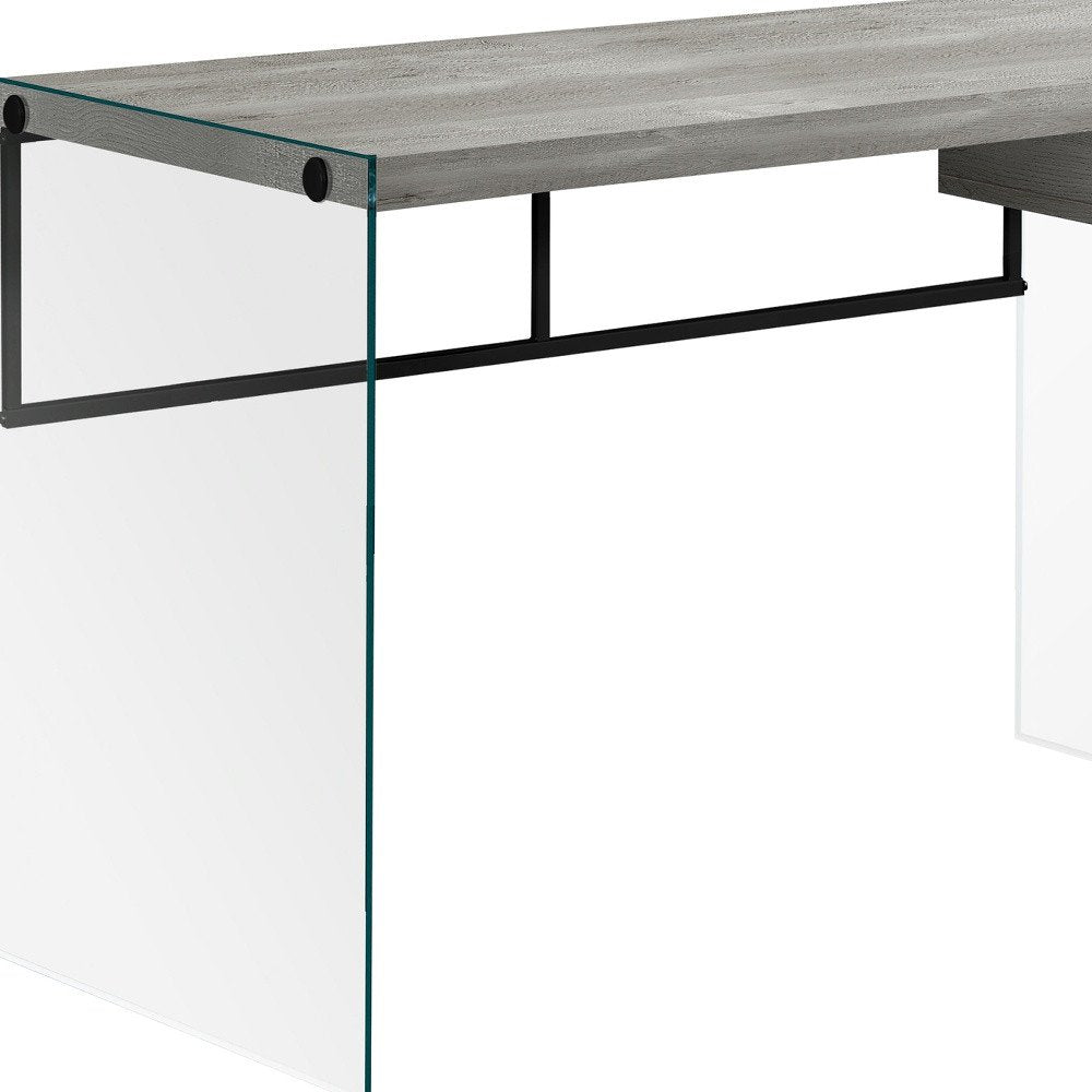 48" Gray and Clear Computer Desk