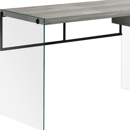 48" Gray and Clear Computer Desk