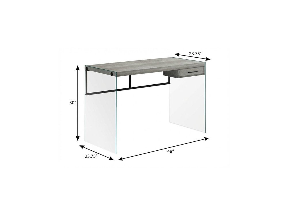 48" Gray and Clear Computer Desk