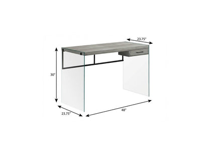 48" Gray and Clear Computer Desk