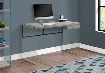 48" Gray and Clear Computer Desk