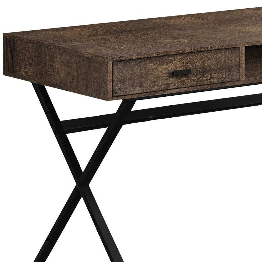 47" White and Silver Computer Desk With Two Drawers