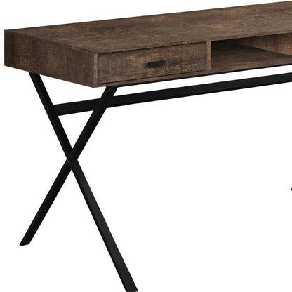 47" White and Silver Computer Desk With Two Drawers