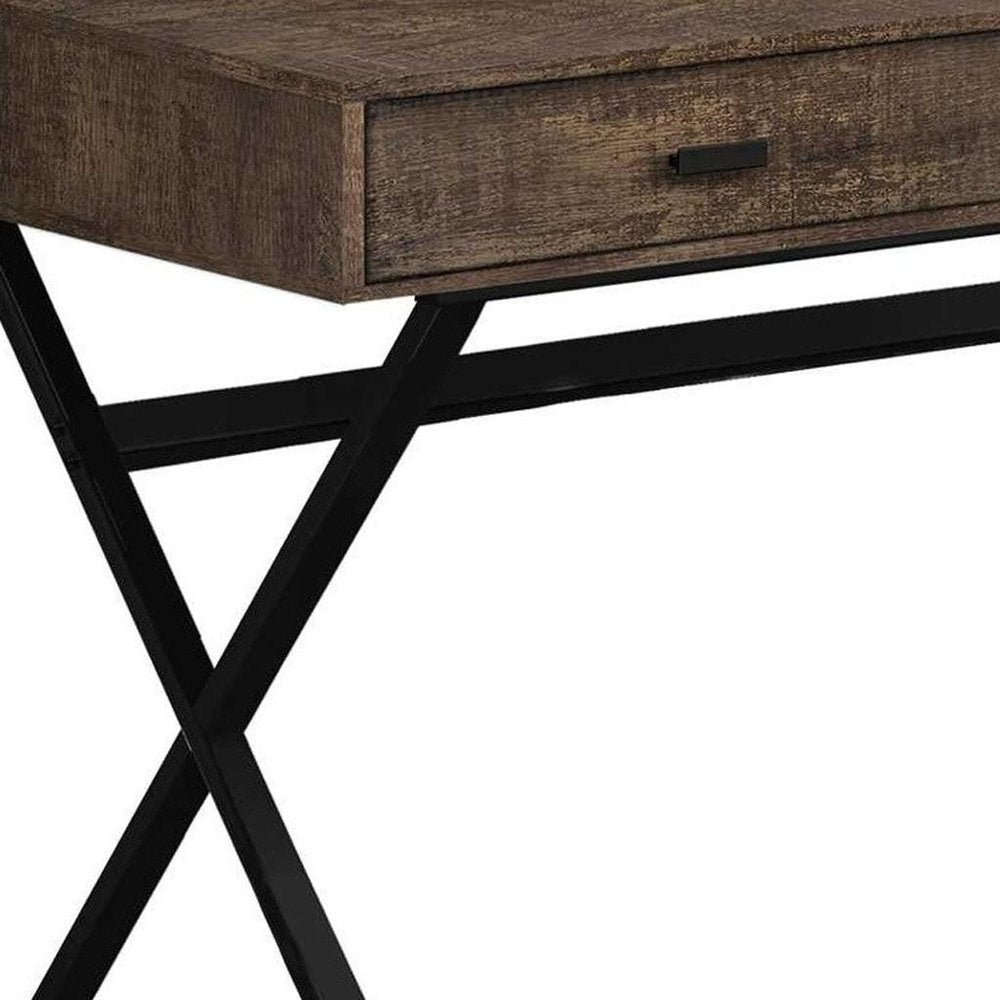 24" White and Silver Computer Desk With Two Drawers