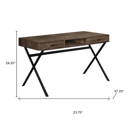 24" White and Silver Computer Desk With Two Drawers
