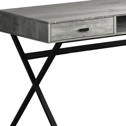 24" White and Silver Computer Desk With Two Drawers