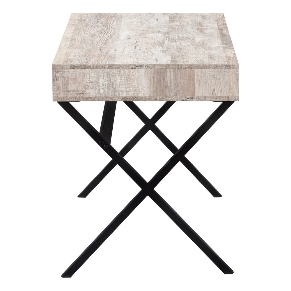 24" White and Silver Computer Desk With Two Drawers