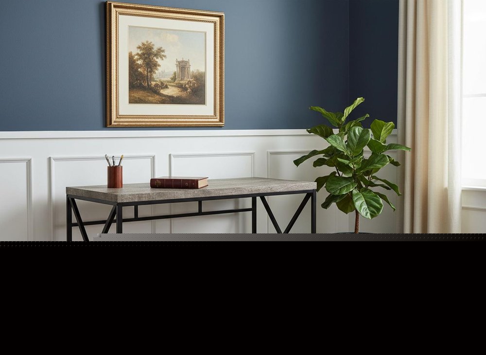 47" Taupe and Black Computer Desk