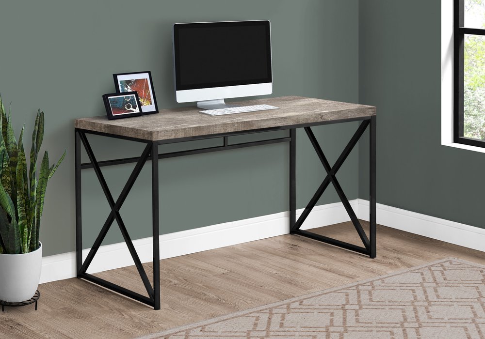 24" Taupe and Black Computer Desk