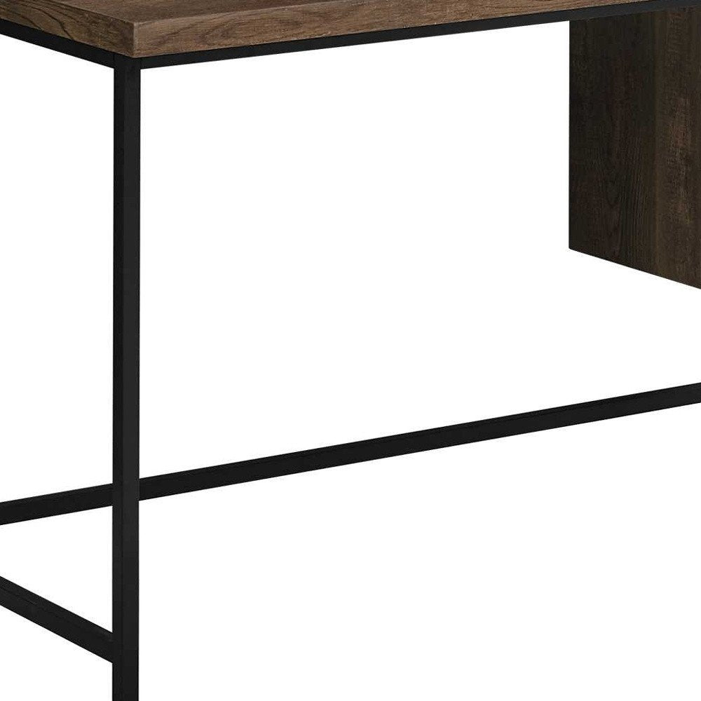 55" Brown and Black Computer Desk With Three Drawers