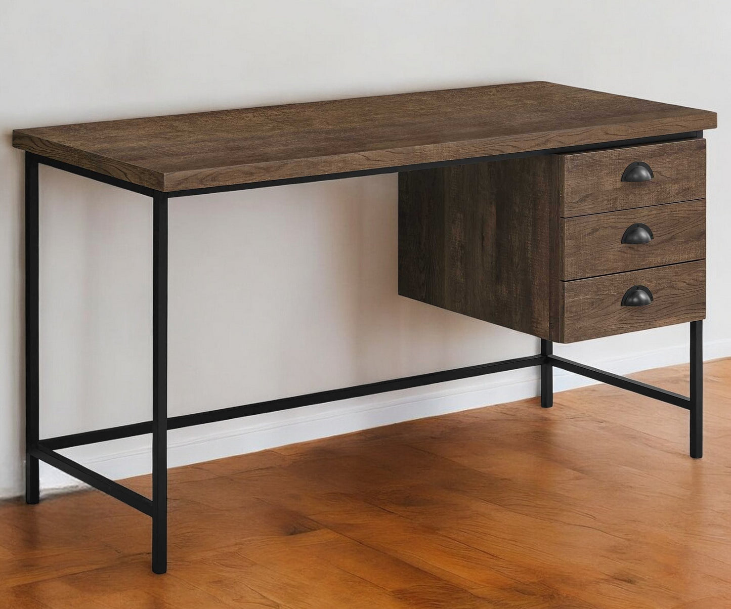 24" Gray and Black Computer Desk With Three Drawers
