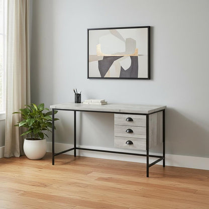 24" Gray and Black Computer Desk With Three Drawers