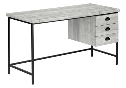 24" Gray and Black Computer Desk With Three Drawers