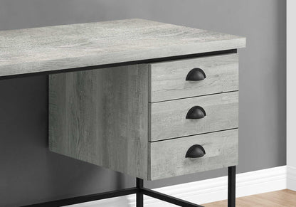 24" Gray and Black Computer Desk With Three Drawers