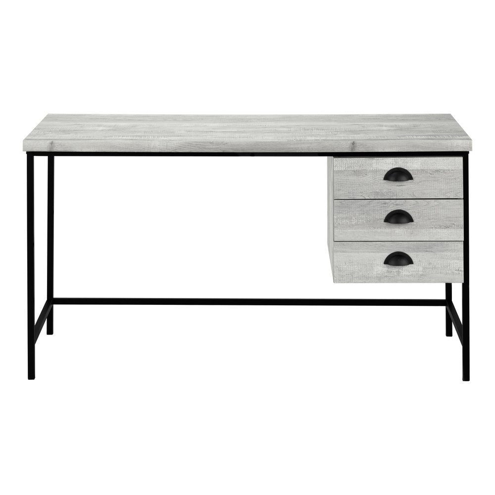 24" Gray and Black Computer Desk With Three Drawers