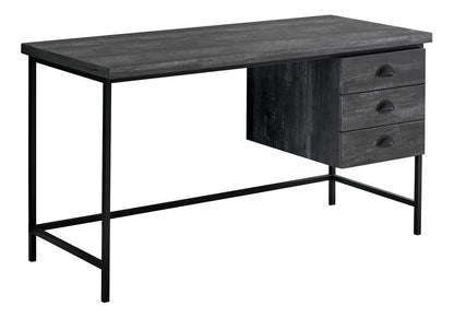 24" Gray and Black Computer Desk With Three Drawers