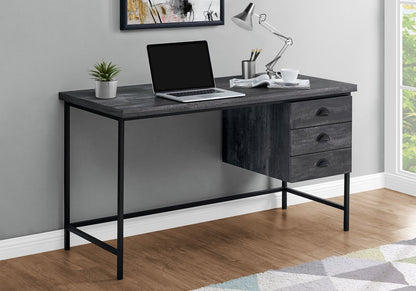 24" Gray and Black Computer Desk With Three Drawers