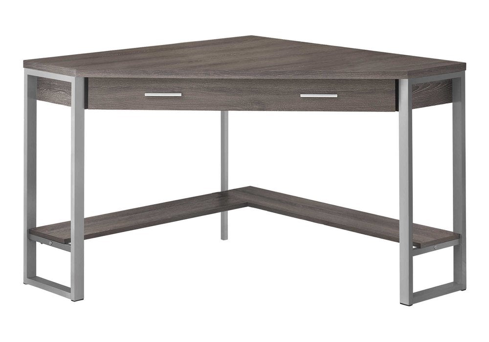 42" Taupe and Silver Corner Computer Desk