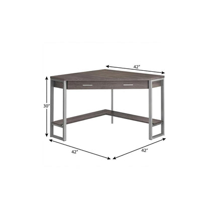 42" Taupe and Silver Corner Computer Desk