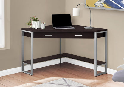 42" Taupe and Silver Corner Computer Desk