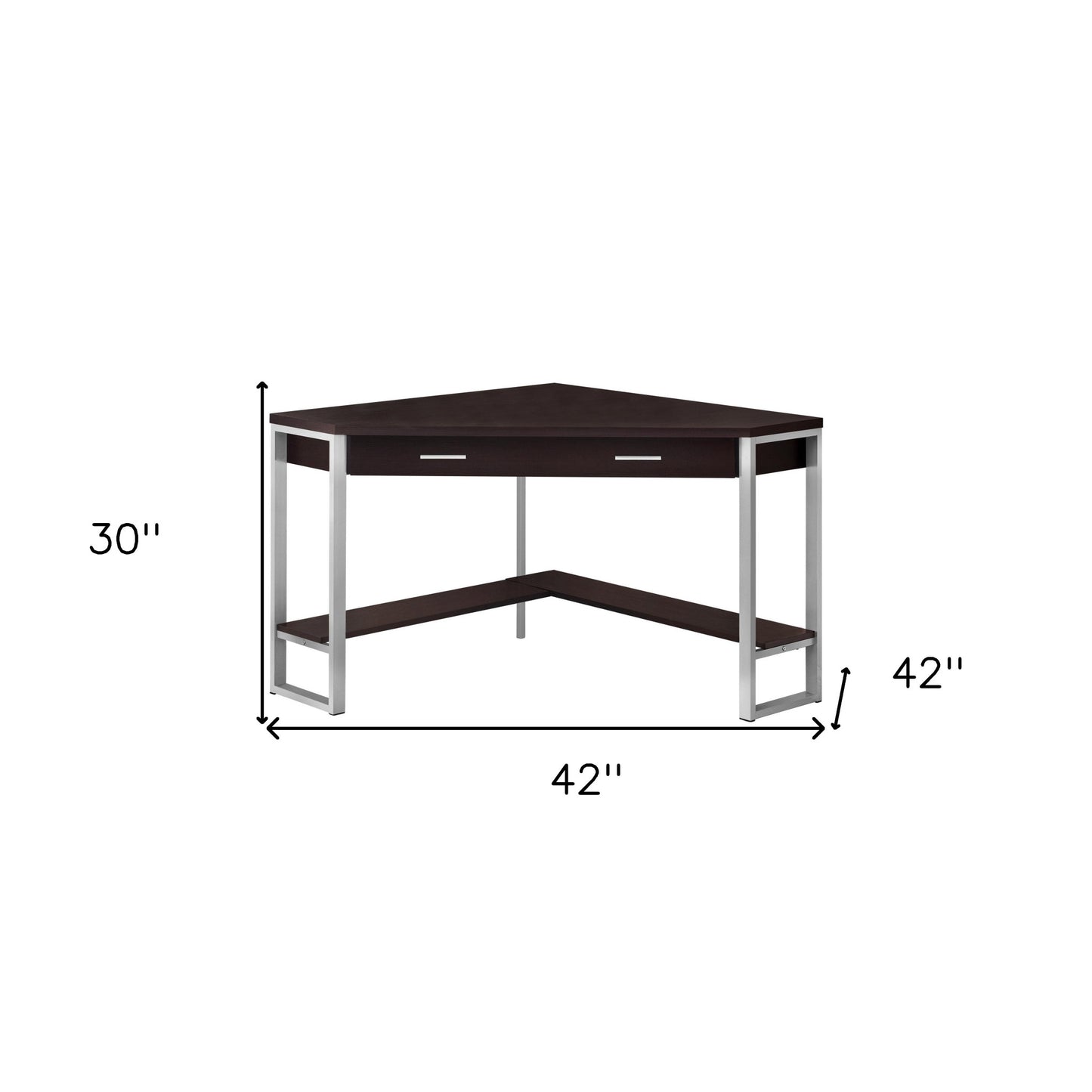 42" Taupe and Silver Corner Computer Desk