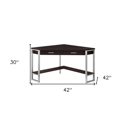 42" Taupe and Silver Corner Computer Desk