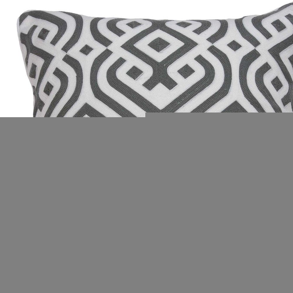 20" X 7" X 20" Gray And White Accent Pillow Cover With Poly Insert