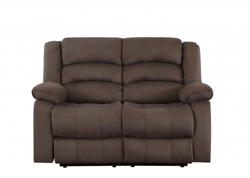 Two Piece Indoor Brown Microsuede Five Person Seating Set