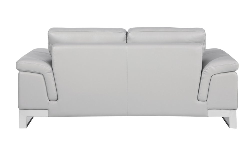 Two Piece Indoor Light Gray Italian Leather Five Person Seating Set