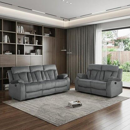 Two Piece Indoor Gray Microsuede Five Person Seating Set