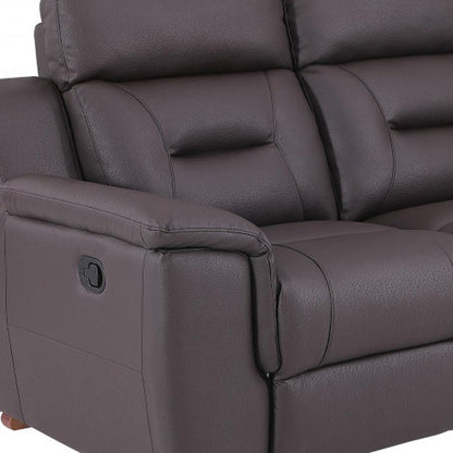 67" Brown Faux Leather Manual Reclining Loveseat