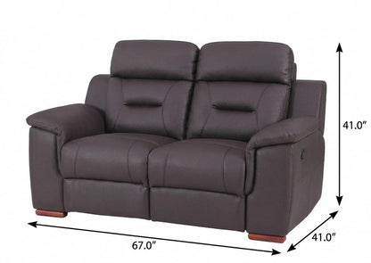 67" Brown Faux Leather Manual Reclining Loveseat