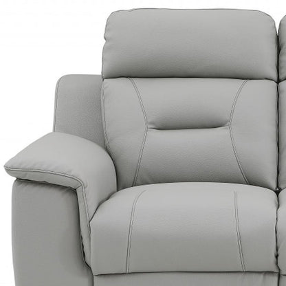 67" Gray And Brown Faux Leather Manual Reclining Loveseat