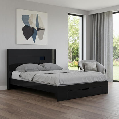 Black Solid Wood King Bed Frame