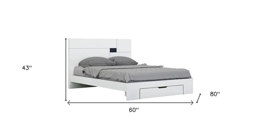 White Solid Wood Queen Bed Frame