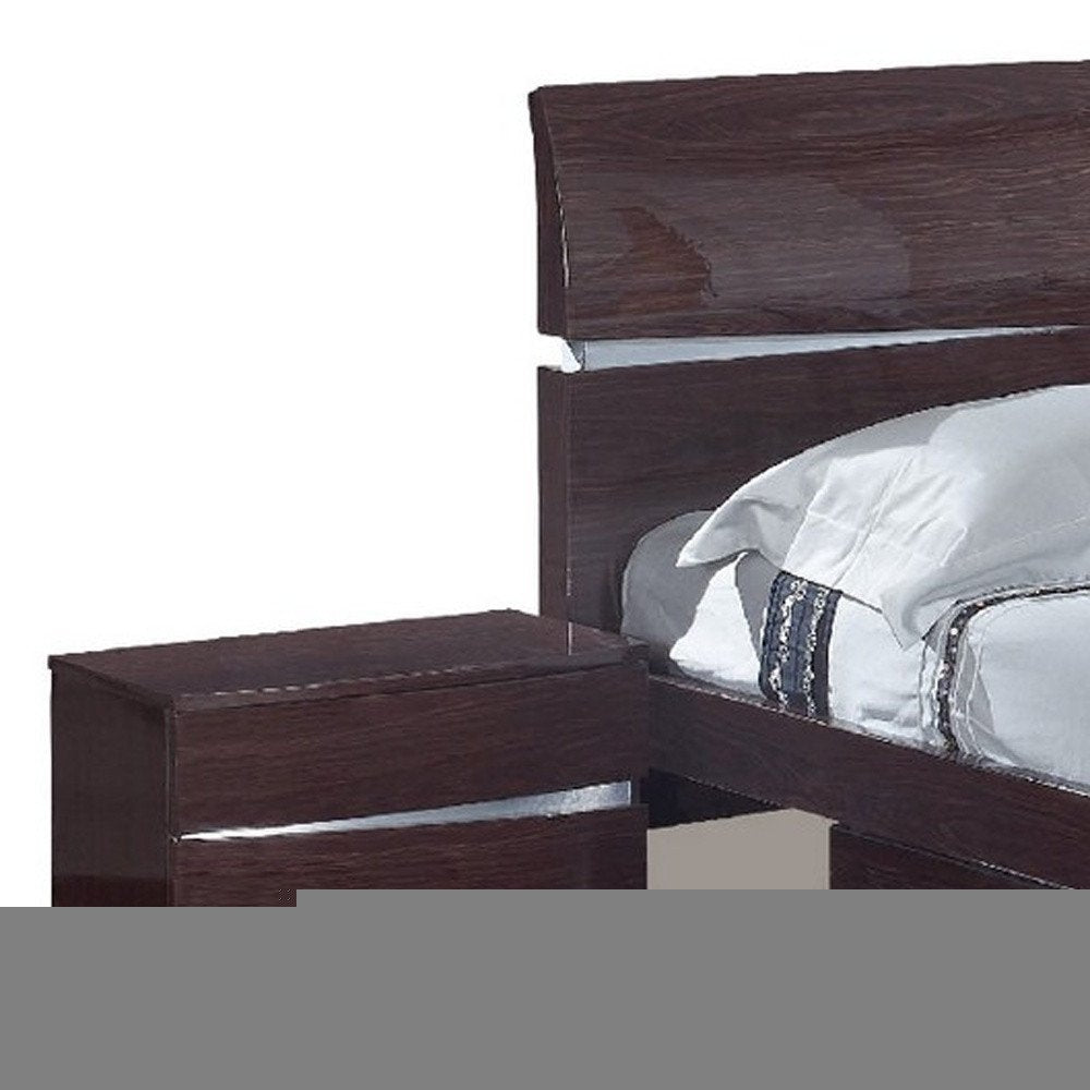 Solid Wood Queen Wood Brown Bed