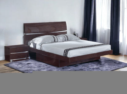 Solid Wood Queen Wood Brown Bed