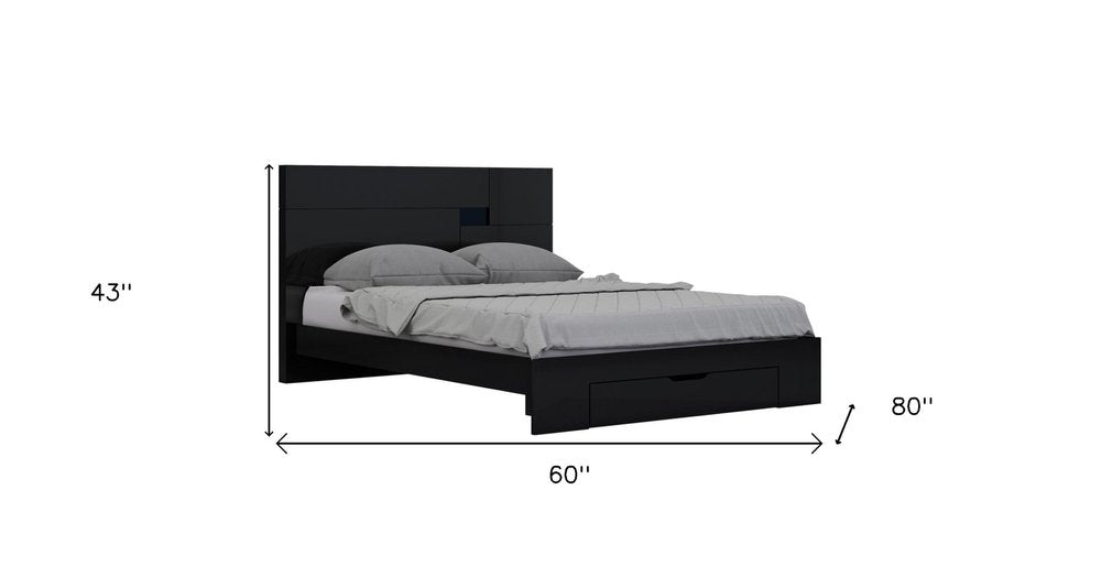 Black Solid Wood Queen Bed Frame
