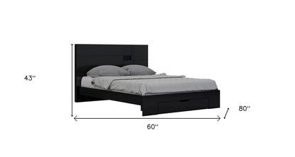 Black Solid Wood Queen Bed Frame