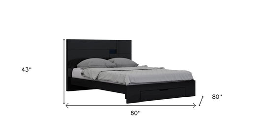 Black Solid Wood Queen Bed Frame