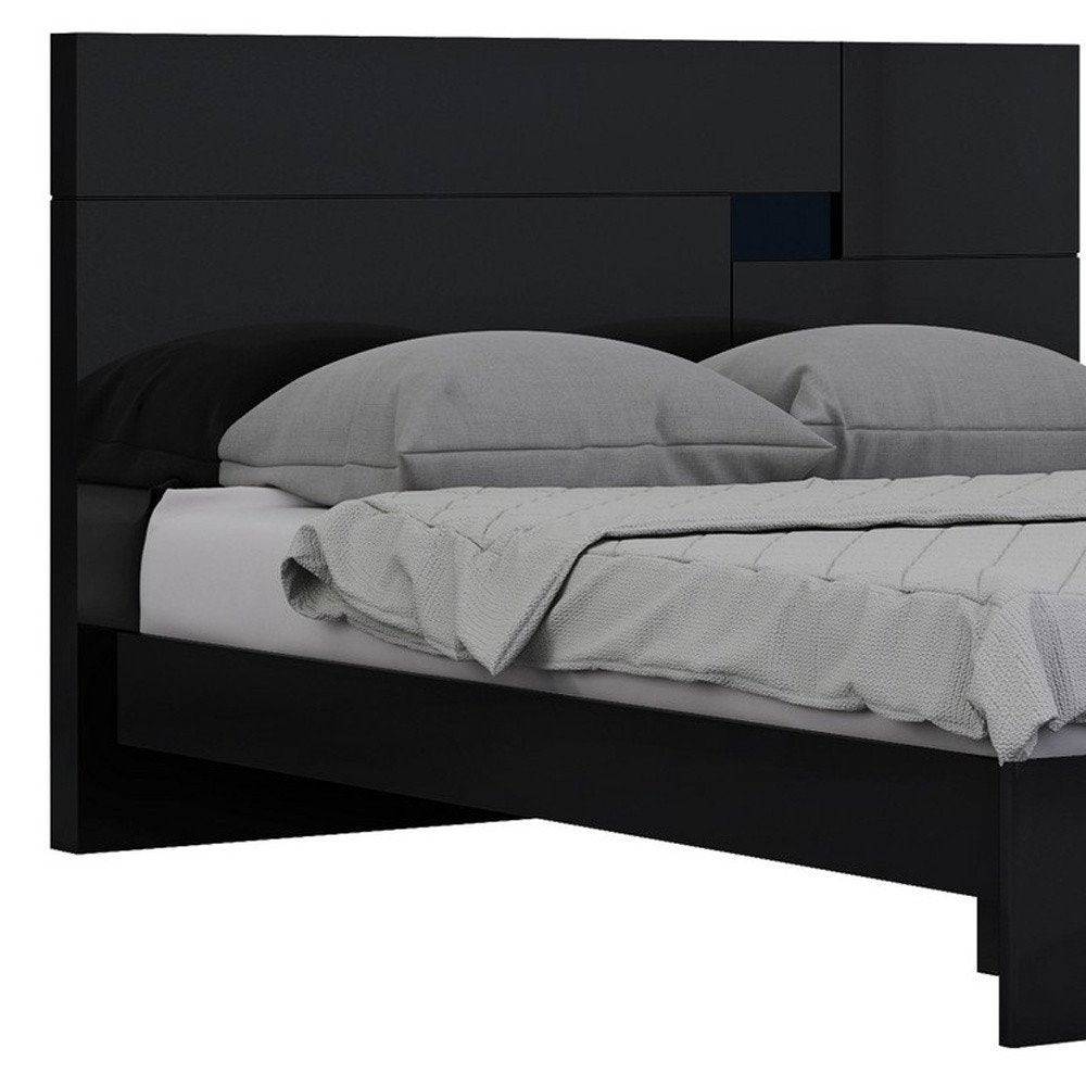 Black Solid Wood Queen Bed Frame